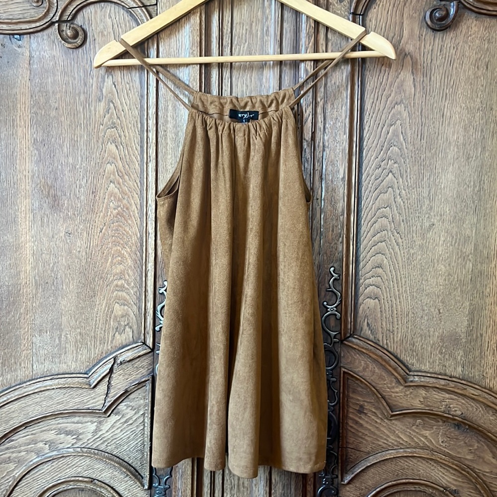 Very J Boho Faux Suede Sleeveless Top